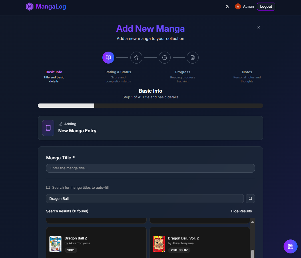 Add New Manga Feature